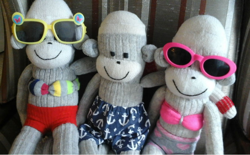 Sock Monkeys at the Beach